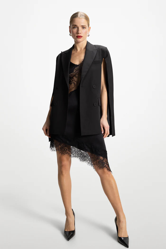 Isabel Asymmetric Lace Satin Dress