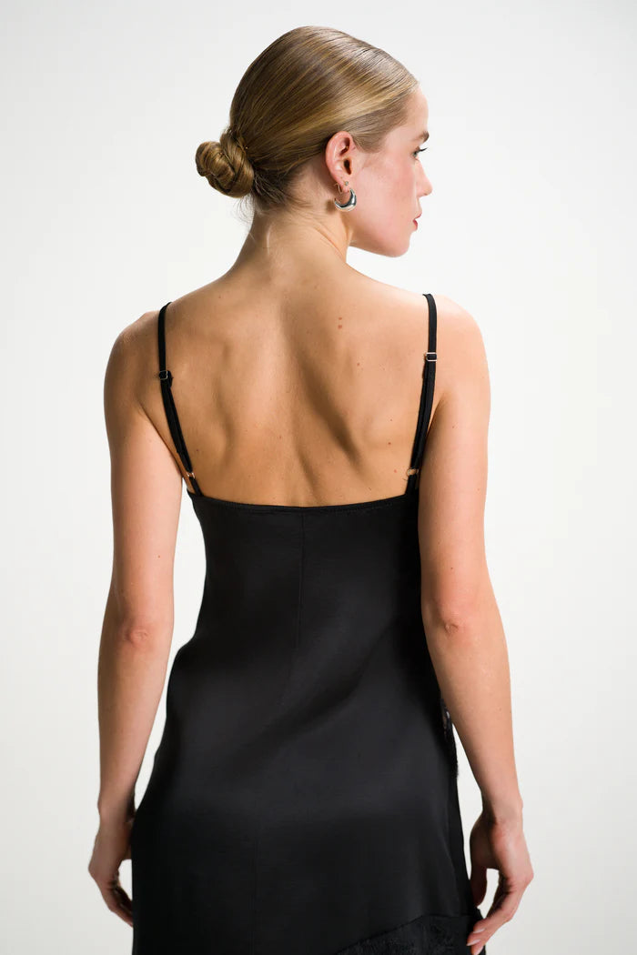 Isabel Asymmetric Lace Satin Dress